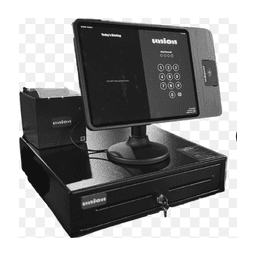 Union countertop POS register with customer-facing keypad display and cash drawer